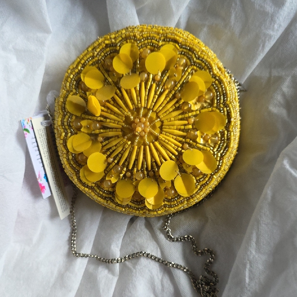 Yellow Beaded Women's Bag
